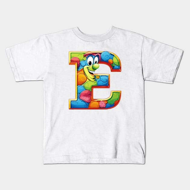 letter E cartoon art v2 Kids T-Shirt by H2Ovib3s